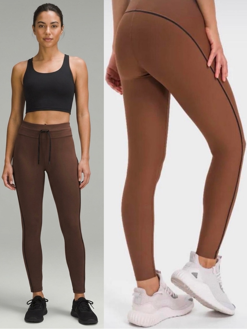 ALLFENIX Anthropologie Piper Drawstring Toe Waist Legging Chocolate Brown Size M